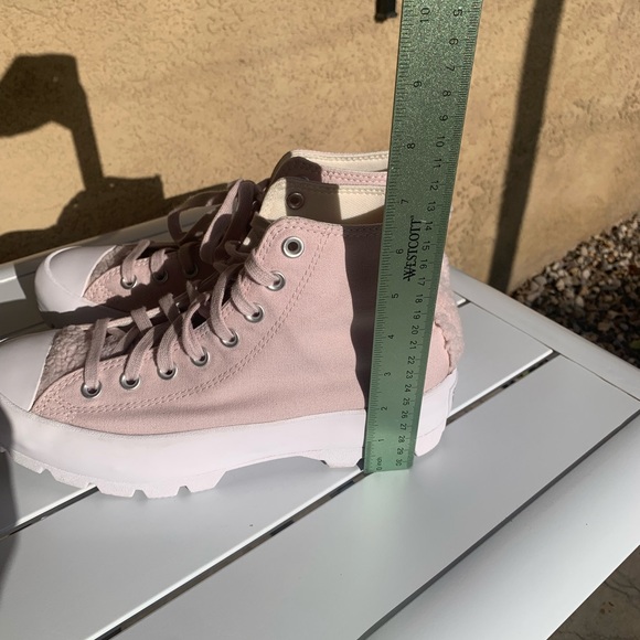 Converse blush pink platform canvas and faux shearling size 10 - Picture 6 of 14